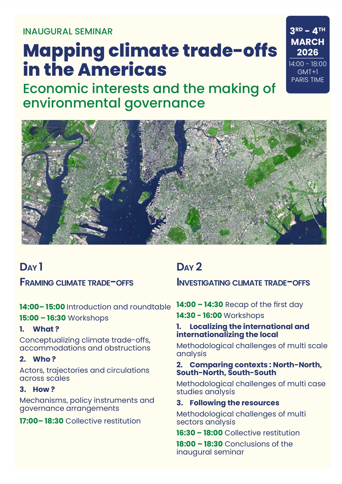 Inaugural seminar programme — Day 1 and Day 2